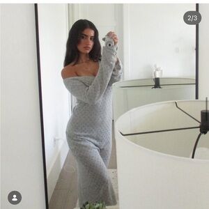 Mymummadeit Eyelet Gray Midi Dress